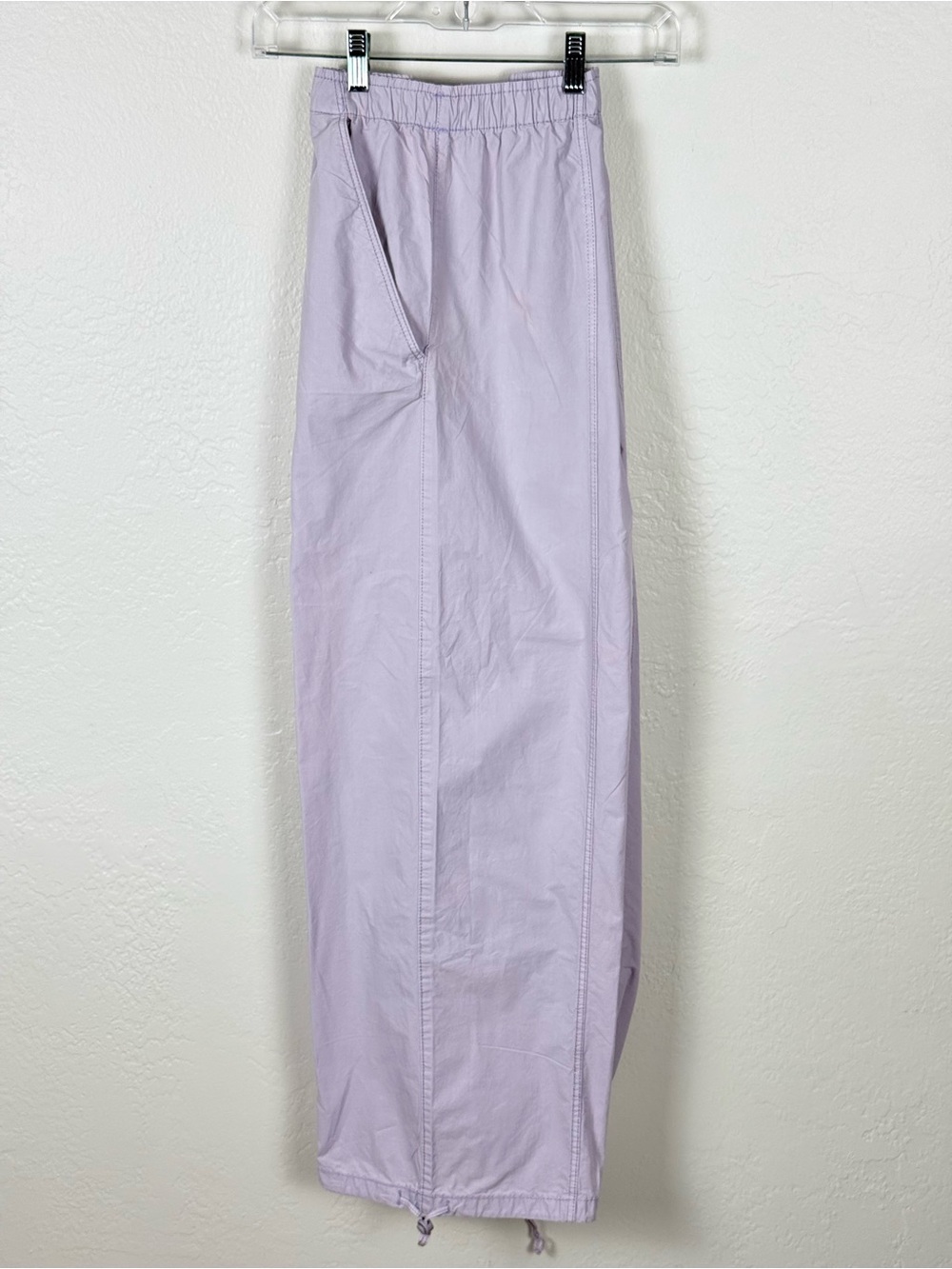 ZARA Lilac Cotton Parachute Cargo Pants Elastic Drawstring M Y2K Gorpcore Casual